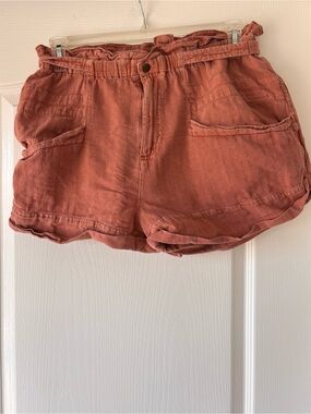 Free People High Waist Topanga Shorts Orange linen blend women size medium